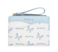 Lapensa Butterfly Wallet for Women - RFID Blocking Soft PU Leather Bifold Coin Zipper Pocket Purse - Wristlet Wallets with Zipper Pocket for women girls, light blue, Wallet for Women