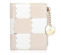 Lapensa Cute Small Wallet for Women,Colour-blocked Slim Wallet RFID Blocking Bifold Zipper Pocket Credit Card Holder with ID Window, Apricot, Cute