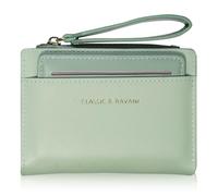 Lapensa Small Wallet for Women,Bifold RFID Blocking Card Holder Wrist let Wallets with Zipper Pocket for women girls, Green, Simple
