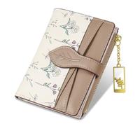 Lapensa Wallets for Women- RFID Blocking- Soft PU Leather Bifold Coin Zipper Pocket Purse-Small flower wallet Credit Card Holder with ID Window, Khaki, Wallet for Women