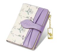 Lapensa Wallets for Women- RFID Blocking- Soft PU Leather Bifold Coin Zipper Pocket Purse-Small flower wallet Credit Card Holder with ID Window, Purple, 5 x 4 x 0.5 inches, Wallet for Women
