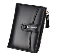 Lapensa Women Leather Wallet RFID Blocking Small Bifold Zipper Pocket Wallet Card Case Purse with ID Window, Black, Vintage