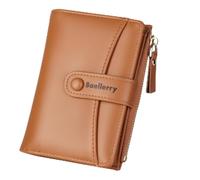 Lapensa Women Leather Wallet RFID Blocking Small Bifold Zipper Pocket Wallet Card Case Purse with ID Window, Brown, Vintage