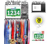 Lapetale Fashion BIB Medal Hanger Holder Display Wall She Believed She Could SO SHE DID-Medal Hanger Awards Ribbon Cheer,gymnastics,soccer,softball Sports Medals Easy to Install-20 Vinyls