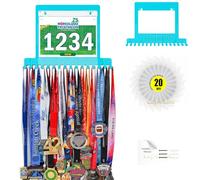 Lapetale Fashion Blue Race Bib and Medal Display,Marathon Medal Display and Runner Medal Hanger Display,Bib Running Medal Display, Running Medal Hanger Display,Medal Holder for Wall,Gifts for Runners