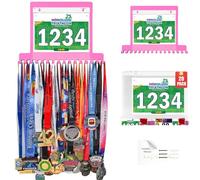 Lapetale Fashion Pink Race Bib and Medal Display,Marathon Medal Display and Runner Medal Hanger Display,Bib Running Medal Display, Running Medal Hanger Display,Medal Holder for Wall,Gifts for Runners