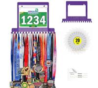 Lapetale Fashion Purple Race Bib and Medal Display,Marathon Medal Display and Runner Medal Hanger Display,Bib Running Medal Display,Running Medal Hanger Display,Gifts for Runners