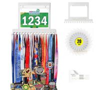 Lapetale Fashion White Race bib and Medal Display,Marathon Medal Display and Runner Medal Hanger Display,Bib Running Medal Display, Running Medal Hanger Display,Medal Holder for Wall