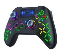 Lapezei Wireless Controller für P-4, Kompatibel mit P-4/Pro/Slim/PC, Gamepad mit Dual Vibration/Turbo/Zurück Taste/6-Achsen Gyro Sensor/Touchpanel/3.5mm Audio Jack-Black