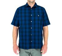 LAPG Men's Short Sleeve Core Plaid Button Up Shirt, Ultra-Lightweight, Soft & Breathable Summer Shirt, Casual Work Shirt, Navy-blue, XL