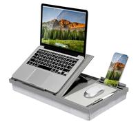 LAPGEAR Ergo Pro Lap Desk with 20 Adjustable Angles, Mouse Pad, and Phone Holder - Gray - Fits up to 15.6 Inch Laptops and Most Tablets - Style No. 49405