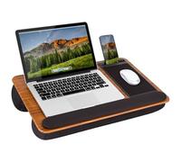 LAPGEAR Home Office Pro Lap Desk with Wrist Rest, Mouse Pad, and Phone Holder - Espresso Woodgrain - Fits up to 15.6 Inch Laptops - Style No. 91612