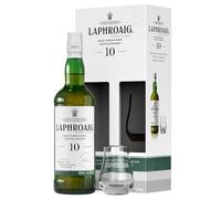 Laphroaig 10 Year Old Scotch -Islay Single Malt Whisky- 40% ABV- 70 cl- Limited edition Glass Pack