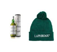 Laphroaig 10 Years Old Cask Strength | Scotch | Islay | Single Malt Peated Whisky | Smoky, Salty and Sweet | Cask Strength | 56.5% ABV | 70cl + Laphroaig Bobble Beanie Hat, One Size, Uni-Sex Green