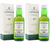 Laphroaig - Islay Single Malt Miniature - 10 year old Whisky 5cl 40% ABV (Pack of 2)