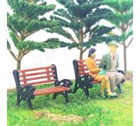Lapiglo 10 Pieces Miniature Park Benches for HO OO Scale Model Railways, Realistic Orange and Black ABS Seating for 1:75 1:100 1:200 Layout Scenery Decoration