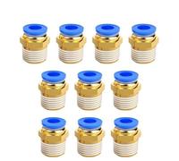 Lapiglo 10pcs Blue Straight Pneumatic Fitting 6mm OD x 14 NPT Push in Connector Copper for Plastic Air Compressor Tubing