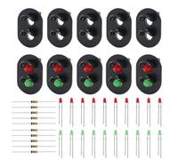 Lapiglo 10pcs HO OO for Scale Railway Signal Heads with 3mm for Red/Green LEDs, 3V Model Train Light Accessories Layout Scenery DIY