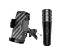 Lapiglo 2-in-1 Car Karaoke Microphone Phone Holder Wireless Voice Changing Mic Air Vent Mount Hands Free Singing Device for In-Car Entertainment(Single Mic)
