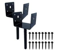 Lapiglo 2 Pack 4x4 Post Anchor Base U Shape, for Heavy Duty Metal Fence Deck Post Holder with Screws Porch Handrail Mailbox for Black