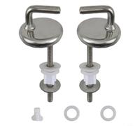 Lapiglo 2 Pack Stainless Steel Toilet Seat Hinges with Silent Close, Fix Quick Release Fittings with Mounting Accessories for Most Toilets, Silver