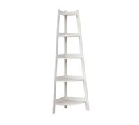 Lapiglo 5 Tier Corner Bookshelf, White Ladder Shelf with Sturdy Metal Frame, Space Saving Industrial Display Stand for Living Room Bedroom Bathroom