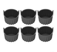 Lapiglo 6 Pcs Silicone Ramekins Air Fryer, Non- Baking Cups Eggs Muffins Cupcakes, Heat Resistant Oven Safe Moulds, 6.5x7cm, Assorted Colors(Gray)