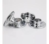 Lapiglo 8pcs for Round Wardrobe Rail Locking End Base 25mm Hanging Rod, Metal Closet Flange Support Bracket Silver