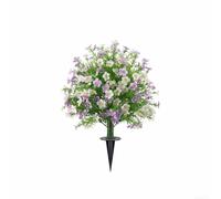 Lapiglo Artificial Boxwood Topiary Ball Tree with Ground Spike, 60x40cm UV Resistant Fake Shrub Outdoor Garden Decor Patio Porch Decorative(purple and white)