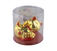 Lapiglo Automatic Solar Waving Lucky for Cat, Battery Maneki Neko Wealth Decor Store Desk, Hand Wave Start, for Plastic Red Base, for Black