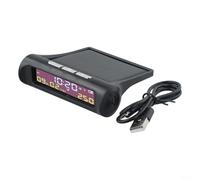 Lapiglo Automotive Digital Clock Solar Powered with Temp Sensor - Silent LCD Display showing Date W or Car Dashboard Truck Van Black
