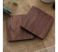 Lapiglo Black Walnut Wood Coaster Set, Square 8.8cm Thickened Natural Wooden Drink Mats, Heat-Resistant Non-Slip Cup Holders Home Office Bar Restaurant(Walnut thickened)