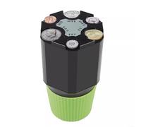 Lapiglo Car Coin Holder Organizer, 2-Layer Rotating Piggy Bank Change & Notes, ABS Desktop Storage Jar Office Home, Black Green
