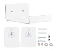 Lapiglo Clear Acrylic Floating Shelf 4x4 Inch, Wall Mounted Storage Rack Living Room Bedroom Bathroom Office, No-for Mark Installation, Holds up to 4.5 lbs