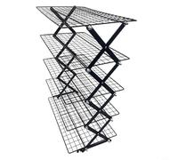 Lapiglo Foldable 5-Tier Iron Spice Rack with Bread Cooling Function Kitchen, Black(black 5 layers)