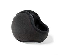 Lapiglo Foldable Ear Warmers, Faux Leather and Fleece Lined Over-The-Head Headband Winter Cold Protection Ear Muffs Portable Travel Black Light Gray(Black)