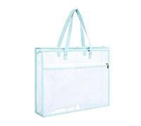 Lapiglo for Large Sewing Organizer Bag Projects, Quilting Storage Pouch with and Handle, Transparent PVC Mesh Craft Tote Knitting Supplies, 45x33x7cm(blue)
