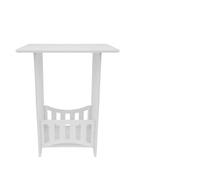 Lapiglo Narrow White Side Table, 2 Tier PVC Night Stand with Display Shelf, Lightweight End Table Living Room 32x22x40cm