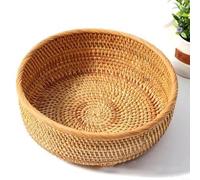 Lapiglo Natural Wicker Fruit Rack, Handcrafted for Round Rattan Basket Kitchen Storage, Ethnic Style Decorative Bowl Bread and Vegetables, Medium Size(Medium 23 * 9 cm)