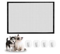 Lapiglo No-Drill Pet Barrier 2-Pack with 8 Hooks, Adjustable White Fabric Gate for Cats Dogs, Easy Setup Doorway Blocker for Stairs Hallways 110x72cm