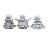 Lapiglo Outdoor Indoor Buddha Garden Ornament, Resin with Sandstone Look, Safe Aquariums and Plant Pots, 1 Pack B+C)