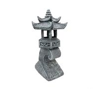Lapiglo Outdoor Solar Pagoda Light, Imitation Stone Resin Lantern with LED, Zen Style Garden Decor for Pathway Lawn Patio, Auto Dusk to Dawn Sensor Grey(A)