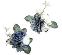 Lapiglo Realistic Artificial Cake Flower Set, Caramel Color Cloth Fake Roses for Festival Wedding Party Table Centerpiece Decoration(Blue1)