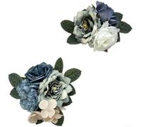 Lapiglo Realistic Artificial Cake Flower Set, Caramel Color Cloth Fake Roses for Festival Wedding Party Table Centerpiece Decoration(Blue2)