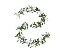 Lapiglo Realistic Artificial Olive Leaf Garland 180cm with Berries, Fake Greenery Vine for Wedding Party Home Decor