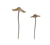 Lapiglo Rustic Metal Mushroom Garden Stakes, Wind-Swaying Spring Design, Weatherproof Iron Statues Flower Beds and Patios, 40cm, Set of 2