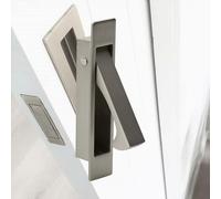 Lapiglo Satin Nickel Flush Pull Handle 90mm, Concealed for Door Lever with Rotating Mechanism, for Stainless Steel 304 Interior Sliding Pocket Doors, Includes Fixing Screws