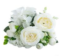 Lapiglo Silk Peony Hydrangea Flower 30cm Realistic Wedding Bouquet(White)