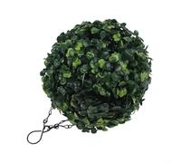 Lapiglo Solar Powered Artificial Spherical Lamp, Outdoor Hanging Grassball Light Garden Patio Festival Decoration, Energy Saving LED Globe, Green, 16cm(16cm Warm white)