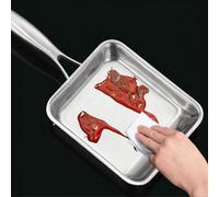 Lapiglo Square Frying Pan for Stainless Steel for Flat Bottom Uncoated 37.5cm Non- Searing Steaks and Chicken Wings Silver